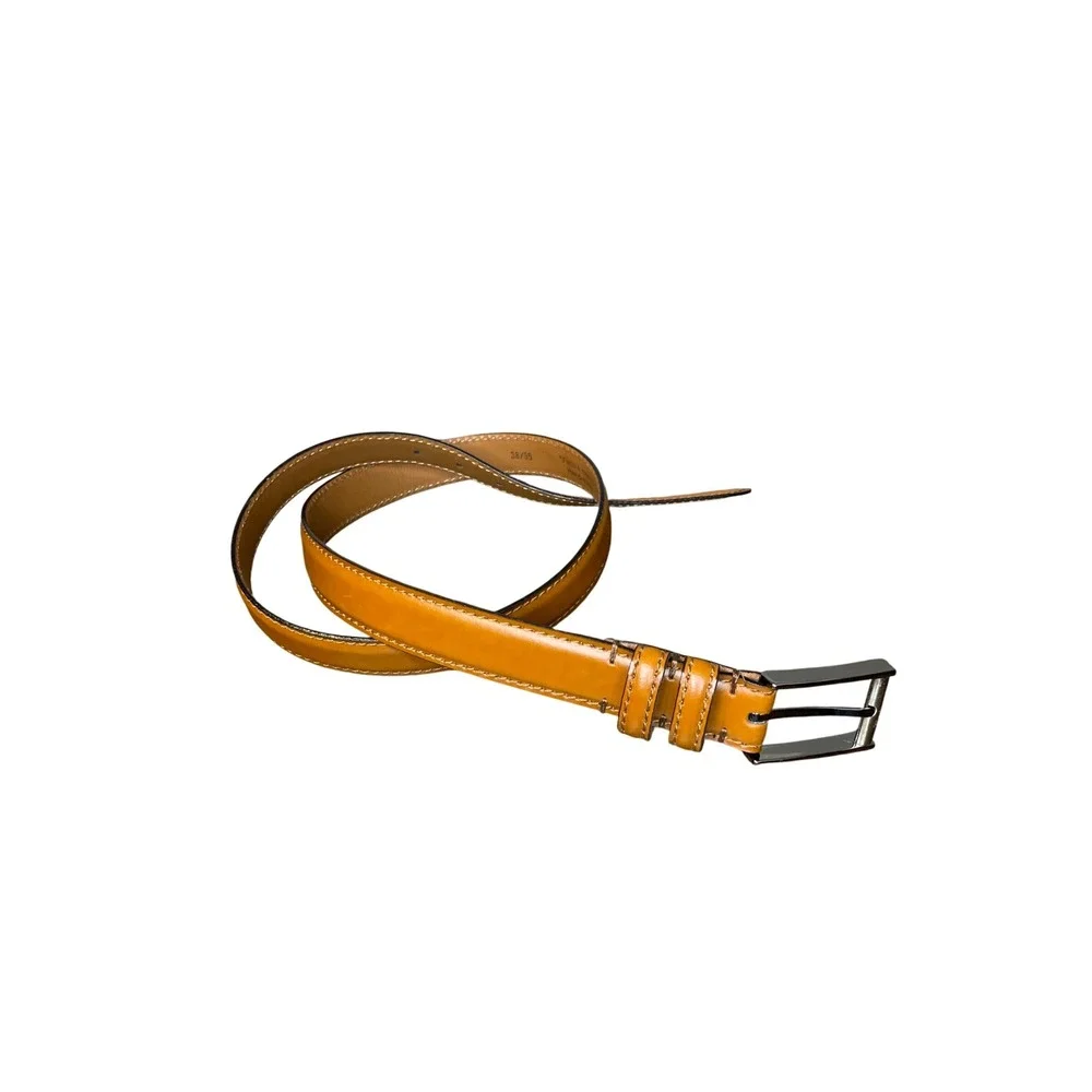 Men's Genuine Italian Leather Belt Size 38/95 Made In‎ Italy, tan brown